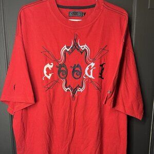 Men’s Australia COOGI short Sleeve Red Embroidered Shirt In A Size 2X